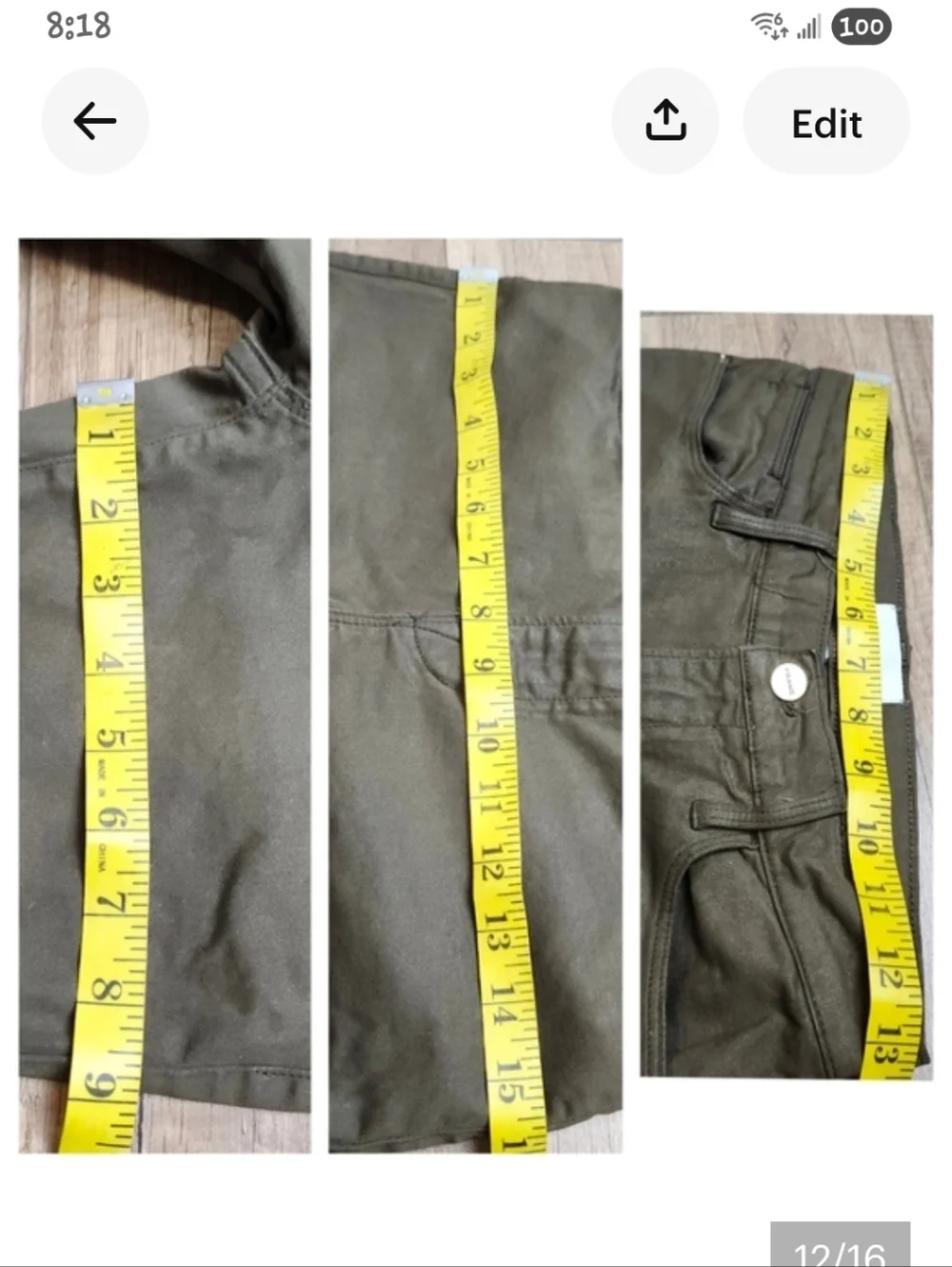 Frame denim Women Le High Skinny LHSKCT465 mid rise khaki Green Coated jeans 26 - Picture 12 of 16